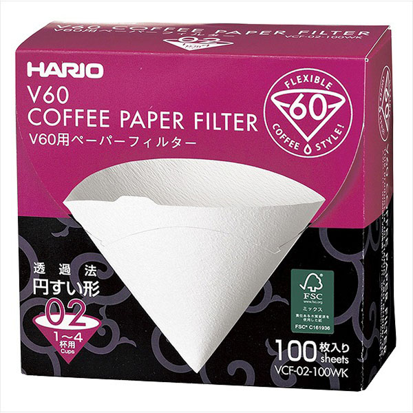 【40個セット】 HARIO V60用 ペーパーフィルター02 (箱) 1～4杯用 ホワイト 100枚入 ライフスタイル キッチン ペーパーフィルター コーヒーフィルター ダイニング ドリップ フィルター ペーパー インテリア ハリオ 生活 箱入り 環境にやさしい コーヒー豆
