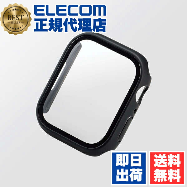 【3個セット】 エレコム AW-22AFCGOBK Apple Watch 45 mm 用 カバーケース プレミアム ゴリラガラス 高透明 AppleWatch series8 アップルウォッチ 45mm カバー ケース ガラス ブラック ELECOM 飛散防止 プレミアムガラス フルカバー 耐衝撃 送料無料