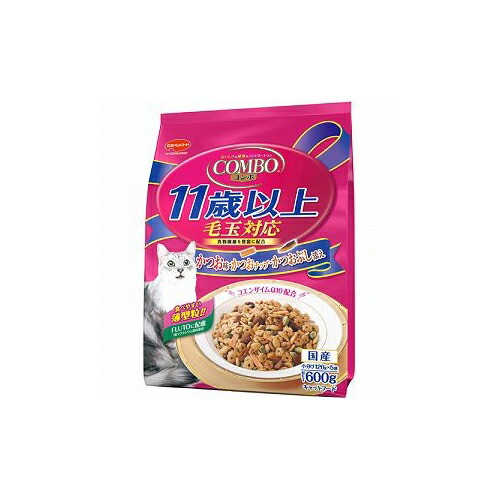 【12個セット】 日本ペットフード コンボキャット フード キャット 毛玉対応 11歳以上 かつお味・かつおチップ・かつお節添え ブルー 猫 600g 小粒 ネコ シニア 日本ペット ドライフード キャットフード 猫用フード 高齢猫用 猫フード 総合栄養食 安心素材｜ウルマックス 店