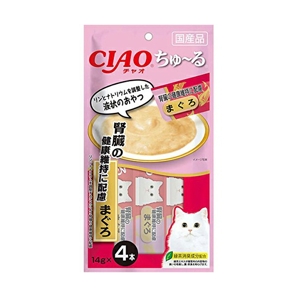 【16個セット】 いなば チャオ ちゅ る 腎臓の健康維持に配慮 まぐろ 14g×4本 ペースト 国産品 おやつ SC-157 いなばペットフード チュール CIAO 緑茶消臭成分配合 SC157 腎臓の健康維持 猫用ふりかけ ちゃおちゅーる キャットフード 安心素材