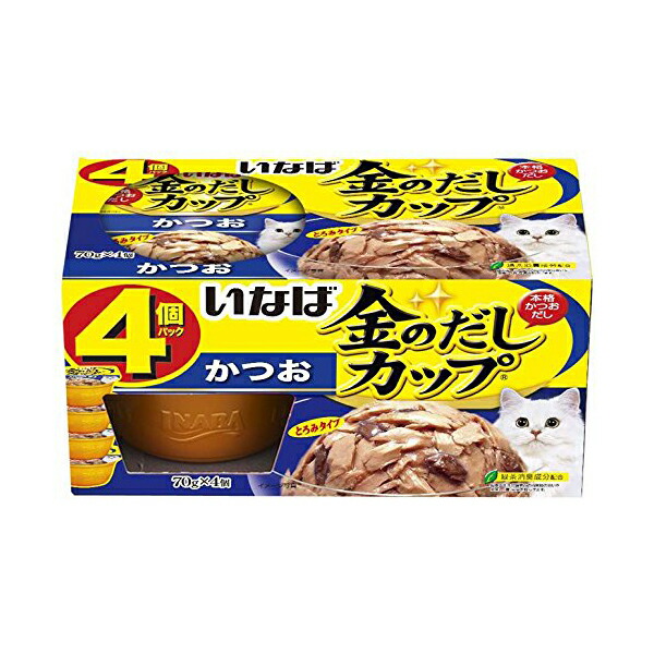 【12個セット】 いなば 金のだし カップ 4個入り かつお 70gx4 とろみ 一般食 4IMC132 いなばペットフード 緑茶消臭成分配合 キャットフード 着色料不使用 エクプラ特選 猫用フード ペットフード とろみタイプ 猫フード ペット用品 ウェットフード ネコ 安心素材