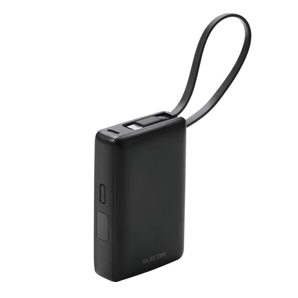 【正規代理店】 エレコム DE-C71L-10000BK モバイルバッテリー 大容量 10000mAh 小型 USB-Cケーブル一体型 LED残量表示 機内持ち込み可 【 USB Type-C端子搭載 iPhone Android スマホ 等充電可】 ブラック