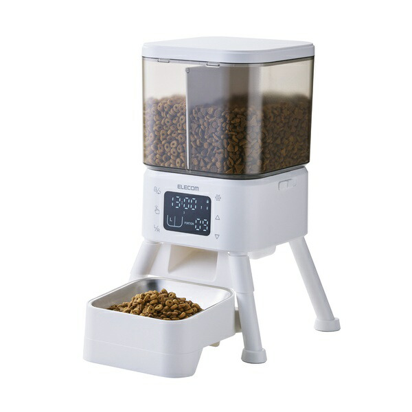 【正規代理店】 エレコム PET-AF08WH ペット用品 自動給餌器 2種フード対応 4L 1ボウル タイマー機能付 ホワイト|ウルマックス 店