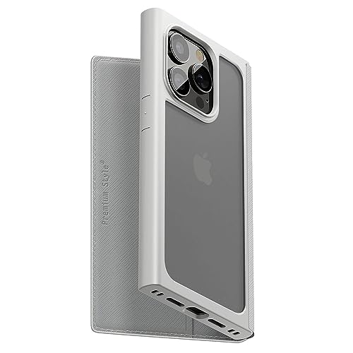 【5個仕掛ける】 PGA PG-23BGF08GY iPhone15Pro ガラスフリップケース 四角い図案化 Premium Style 薄墨色 PG23BGF08GY スマートフォン・タブレット-スマートフォン・携帯電話アクセサリー