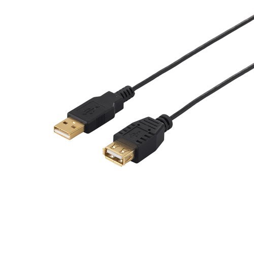 【10個セット】 USB2.0延長ケーブル (A to A)  スリムタイプ  1.5m  ブラック