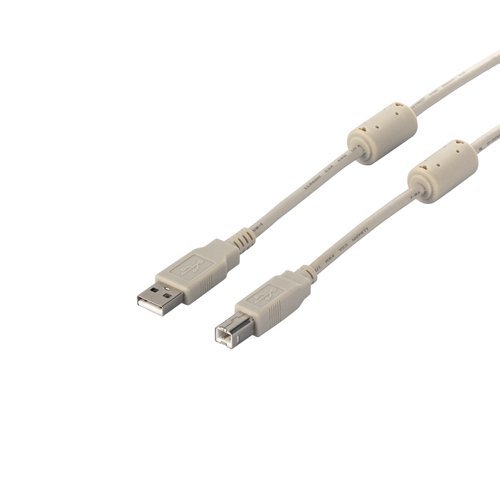 【10個セット】 USB2.0ケーブル (A to B) フェライトコア付 アイボリー 2m