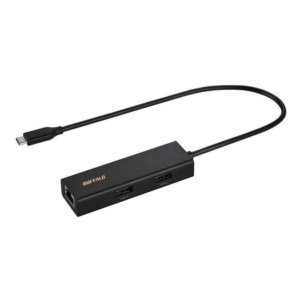 【2個セット】 BUFFALO LUD-U3-CU101BK LAN変換アダプタ USB-C オス→メス LAN USB-Aｘ3 1Gbps対応 Mac・Win対応 ブラック
