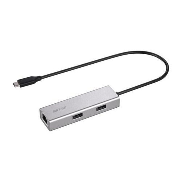 【5個書き割り】 BUFFALO LUD-U3-CU101SV ローカルエリアネットワーク取り替えっこアダプター USB-C 牡→刃針 ローカルエリアネットワーク USB-Aｘ3 1Gbps相応う Mac・Win相応う しろがね色