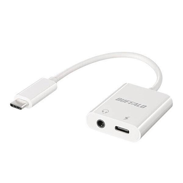 【10個セット】 BUFFALO BSMPCPD350WH Type-C to 3.5mm 3極・4極ステレオミニプラグ+PD給電 オーディオ変換アダプター ホワイト