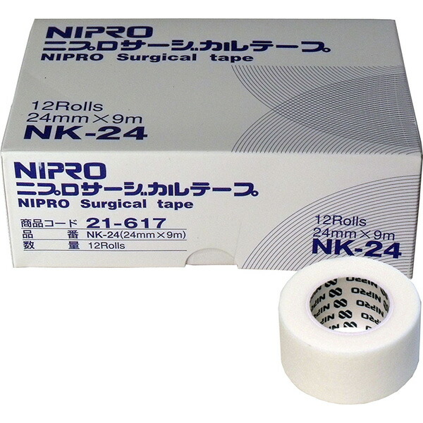 【8個書き割り】 ニプロ サージカルテープ NK-24 24mm×9m お役目用12巻入 サージカル お役目用 磁気テープ