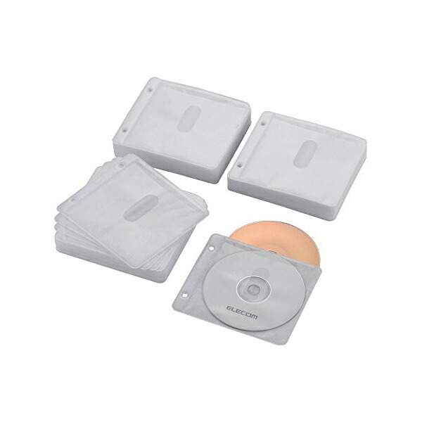 【5個セット】 エレコム CCD-NBWB240WH 不織布ディスクケース Blu-ray DVD CD 対応 Blu-rayケース DVDケース CDケース 2穴付き 2枚収納 120枚セット ホワイト 送料無料