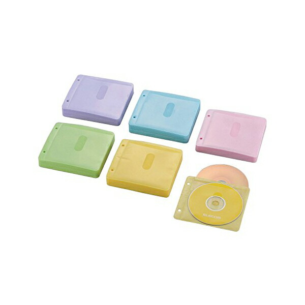 【5個セット】 エレコム CCD-NBWB240ASO 不織布ディスクケース Blu-ray DVD CD 対応 Blu-rayケース DVDケース CDケース 2穴付き 2枚収納 120枚セット 5色アソート ELECOM 不織布ケース 収納 インボイス対応 両面収納 メディアケース 送料無料