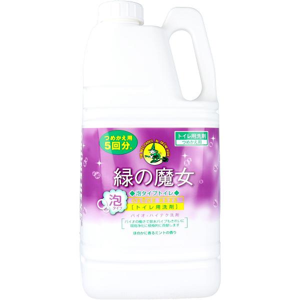 【12個セット】 緑の魔女 泡タイプ トイレ 詰替用 2L トイレ用洗剤 詰替え 業務用 大容量 便器 掃除 掃除用洗剤 ミマスクリーンケア 便座 詰め替え リフィル トイレ用合成洗剤 詰め替え用｜ウルマックス 店