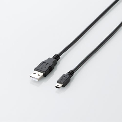 【5個セット】 エレコム U2C-JM50BK USBケーブル 5.0m エコUSB2.0ケーブル（mini-Bタイプ） ELECOM 配線 ケーブル スマートフォン 環境配慮パッケージ 充電 パソコン周辺機器 事務用品 タブレット ブラック 簡易パッケージ 送料無料