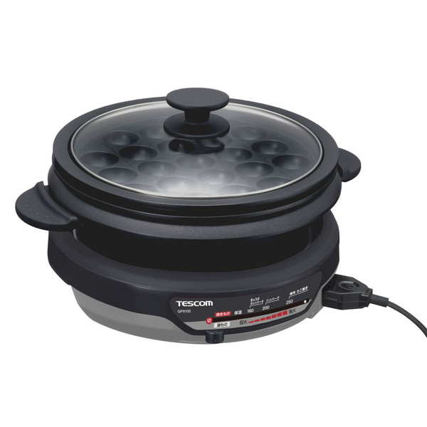 【5個セット】 テスコム GP9100 H グリルなべ マルチに活躍!たこ焼きもできるグリル鍋 ELECOM 1年保証 蓋付き 時短 フッ素コート 正規品 グリル鍋 キッチン家電 送料無料|ウルマックス 店