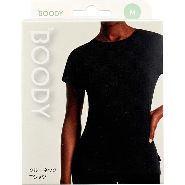 【10個仕掛ける】 BOODY 労働者の一団のど首ティーシャツ 黒いこと M大いさ 1枚入 トップス-Tシャツ・カットソー-レディースファッション