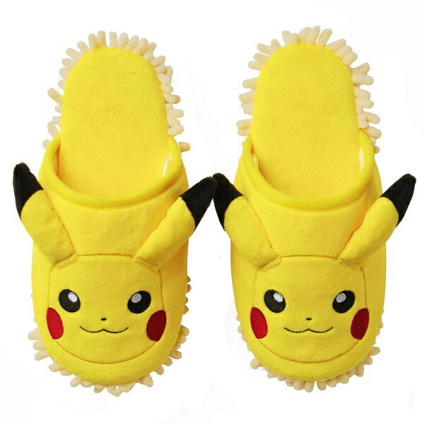 【10個仕掛ける】 ニッポン家庭用スリッパ 衣嚢変わり種 家庭用スリッパ ポケットモンスターモップスリッパ 211492 黄色 約23~25糎