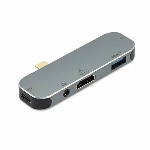 【10個書き割り】 日本トラストテクロノジー JTMD-5IN1D-H MY DOCK STATION 5-IN-1 HDMI 3.5粍オーディオ×1 HDMI×1 USB-A×2 PD給電×1 しろがね色
