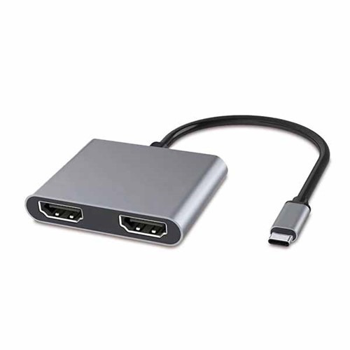 【10個仕掛ける】 日本トラストテクロノジー JTMD-2IN1-H2 MY DOCK STATION 2-IN-1 Type-C繋ぎ合わせる HDMI x 2 しろがね色