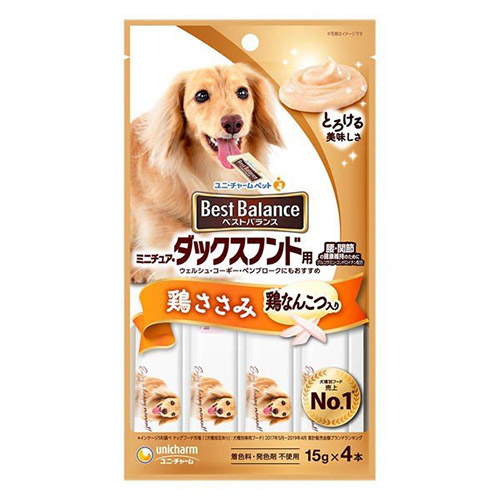 【24個セット】 ベストバランスおやつ ミニチュア・ダックスフンド用 ささみ入り 15g×4本 安心素材