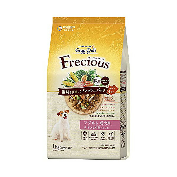 【8個セット】 ユニ・チャーム グラン・デリ Frecious アダルト チキン &小魚 1kg 安心素材