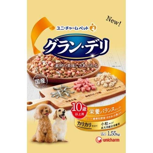【3個セット】 ユニチャーム グラン・デリ カリカリ仕立て 10歳以上用 栄養バランスセレクト1.55kg ドライ 高齢犬 10歳 総合栄養食 日本製 ユニ・チャーム unicharm ドライフード 栄養バランスセレクト 犬用フード 小分けパック ドッグフード シニア犬用 安心素材