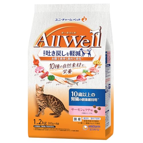 【6個仕掛ける】 ユニ引きつける AllWell10種の気どらずに原材料10歳以上の腎の臓の思わしい守りつづける用秋味\u0026ツナ味 1.2kg