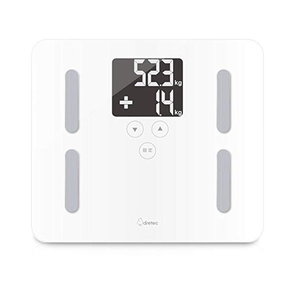 【2個セット】 dretec ドリテック 体脂肪計 体重 BMI 体脂肪率 最大計量180kg 前回の増減値を表示 デジタル バックライト ステップオン 乗ると自動で測定 クラベールプラス ホワイト 沖縄 測定 品番 健康 美容 体重計 体組成計 人気商品