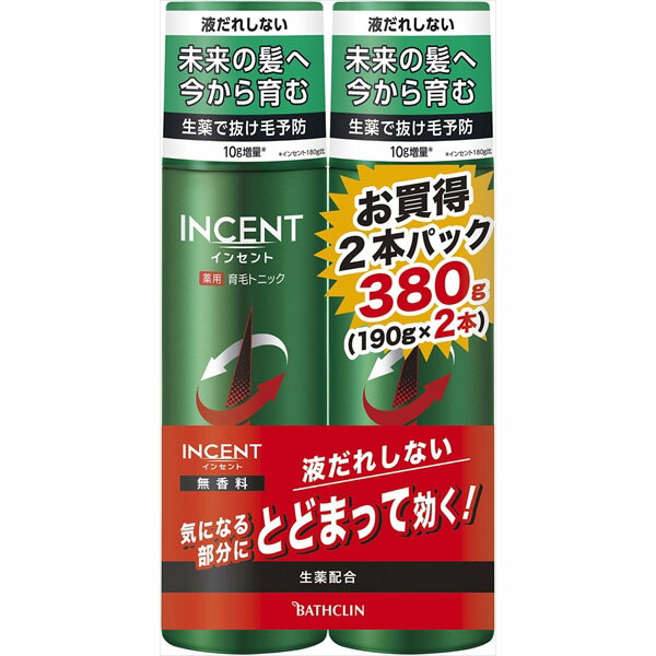 【12個セット】 インセント 薬用育毛トニック 無香料 190Gペアパック バスクリン 育毛剤・養毛剤 育毛剤 増毛 モウガ 育毛 薬用 トニック 発毛剤 スプレー ヘアケア スカルプ アットコスメ｜ウルマックス 店 13,047円