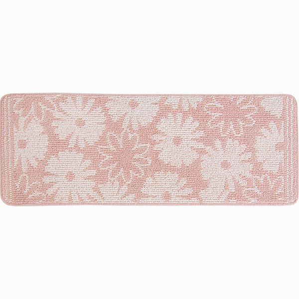 【10個セット】 ルックス キッチンマット シュクレ 45×120cm ピンク ホワイトデー すべり止め 洗える キッチン マット 台所 グレー モダン インテリア 花柄 シンプル カーペット 絨毯 フラワー|ウルマックス 店