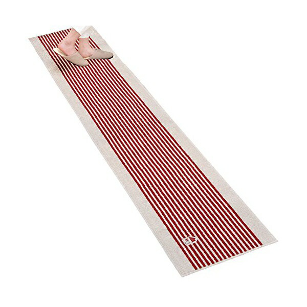 【15個セット】 オカ キッチンマット　カーサ レッド（Ｒ） 約４５ｘ２４０ｃｍ 洗えるキッチンマット カーサ キッチン 台所 すべり止め レッド キッチンマット 洗えるマット ブラウン カーペット マット インテリアマット ボーダー 足元 ナチュラル レトロ