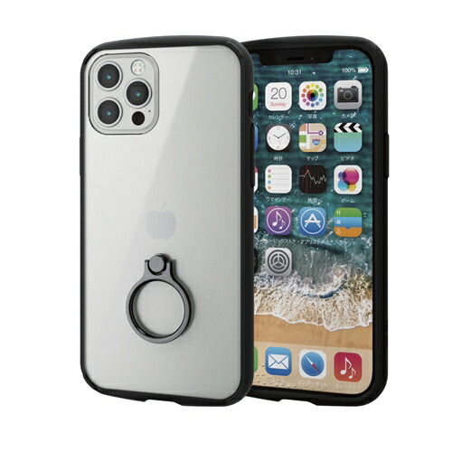 【10個セット】 エレコム PM-A20BTSLFCRBK iPhone 12／12 Pro ハイブリッドケース TOUGH SLIM LITE フレームカラー リング付き ブラック