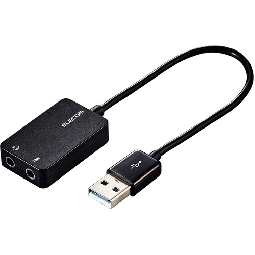 【5個書き割り】 エレコム USB-AADC02BK USBオーディオ取り替えっこアダプター 0.15m 黒いこと