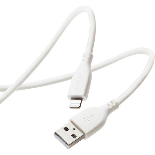 【5個セット】 エレコム MPA-UALSS10WH iPhone充電ケーブル ライトニング USBA 1m 高耐久 iPhone iPad シリコン素材 ホワイト