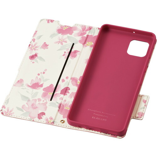 【10個セット】 エレコム PM-S221PLFUJPND AQUOS sense6s(SHG07) AQUOS sense6 レザーケース 手帳型 UltraSlim Flowers 薄型 磁石付き ディープピンク|ウルマックス 店