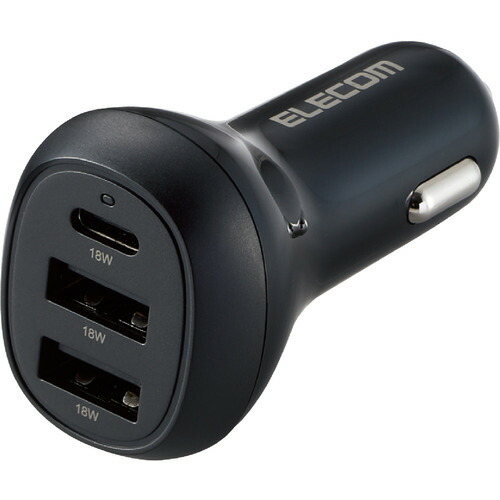 【10個書き割り】 エレコム MPA-CCPD06BK 葉巻きタバコソケット カーチャージャー 36W 3界面 USB Type-C ×1 USB A ×2 PD相応う 超弾丸道路申し受ける おまかせ申し受ける 黒いこと