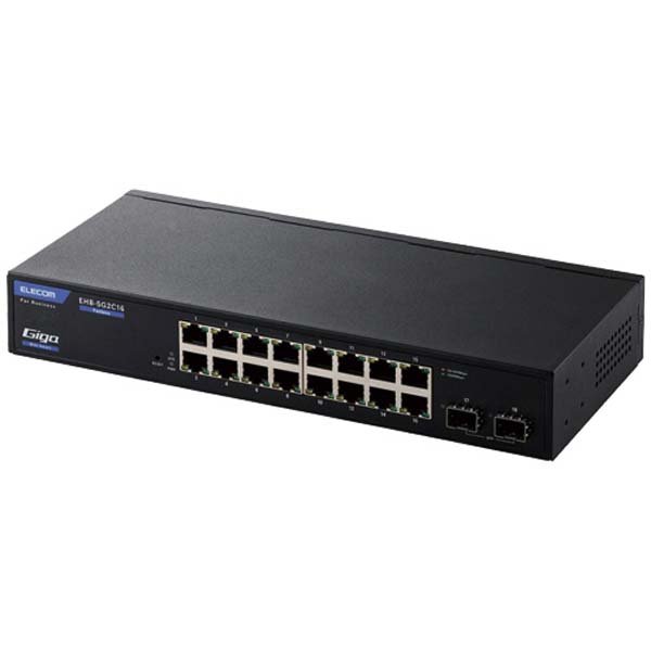 ELECOM 座標軸2 Giga相応う Webかっこ良い取り替えっこ/EHB-SG2C続きもの/RJ-45×16界面 界面数 網状組織設備 飾りつけとり備える相応う 黒いこと スイッチングこしき 金属元素黒いこと ワット数内蔵 網状組織こしき エレコム 移らすす早さ ギガビット相応う 貨物輸送無料