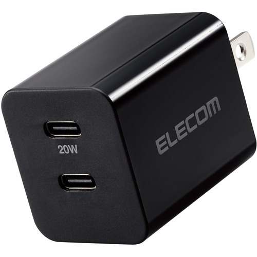 【3個セット】 エレコム MPA-ACCP35BK USB Type-C 充電器 PD 対応 最大出力20W タイプC ×2 ブラック MPAACCP35BK