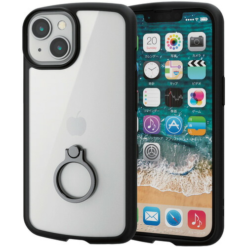 【5個仕掛ける】 エレコム PM-A22ATSLFCRBK iPhone 14・13 用 入れもの 押しかぶせる 変わり種 ストラップホール付 輪っか付 TOUGH SLIM 黒いこと