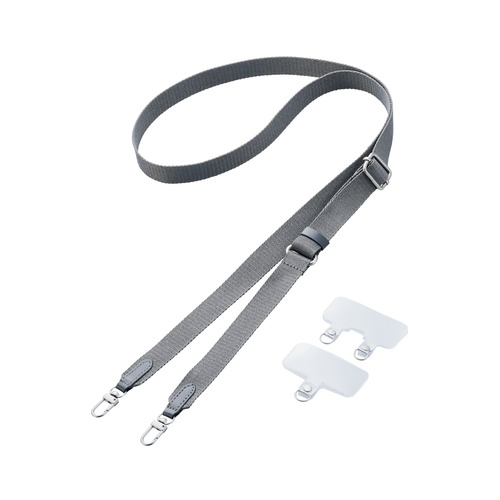 【10個セット】 エレコム P-STSDH2FBK スマホ ショルダーストラップ/フラット/ブラック 43~70cm 長さ調整可