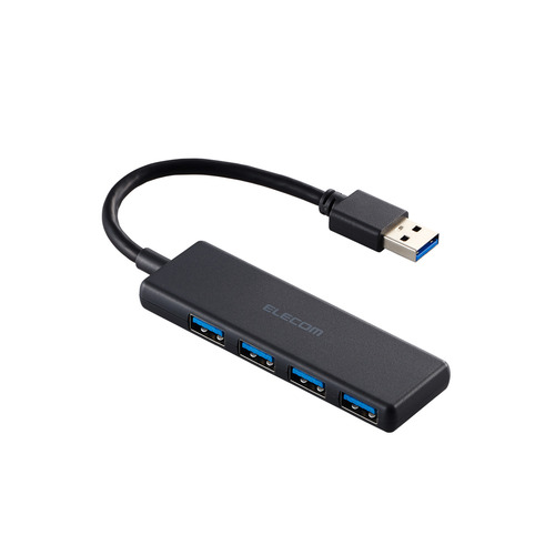 【10個セット】 エレコム U3H-H040BK USB USB3.2 Gen1 ハブ USB-A 4ポートWin Mac対応 ブラック｜ウルマックス 店