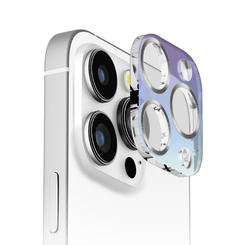【5個セット】 PGA PG-24BCLG13SV iPhone 16 Pro/16 Pro Max用 カメラフルプロテクター [オーロラ/シルバー] Premium Style