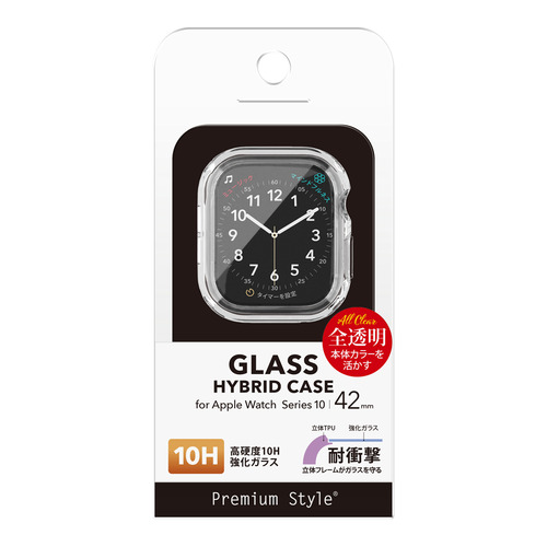 【5個仕掛ける】 PGA PG-AWTP42CL Apple Watch Series 10 42粍用 ガラスハイブリッドケース  強化因子瑠璃／読みやすい