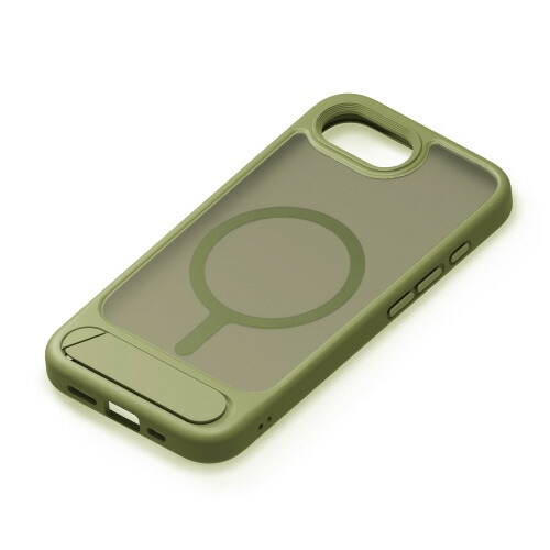 【5個書き割り】 PGA PG-25KMH11GR iPhone 16e用 MagSafe相応う 照明ランプ付変わり種容れもの  マットカーキー