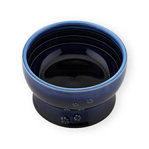 【10個セット】 猫壱 猫用 脚付ウォーターボウル 日本製 ブルー 猫用食器 ペット用品 ハッピーダイニング レギュラー 水飲み 陶器 食器 安心素材|ウルマックス 店