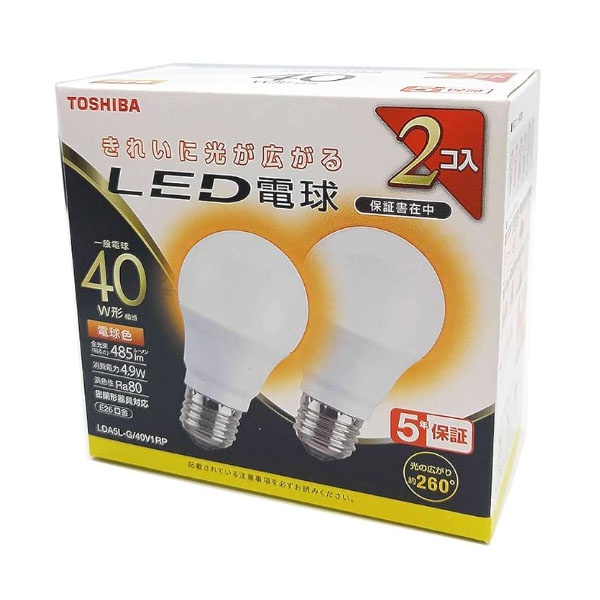 【10個仕掛ける】 東芝 LDA5L-G/40V1RP LED白熱電球 A E26 5W 白熱電球色