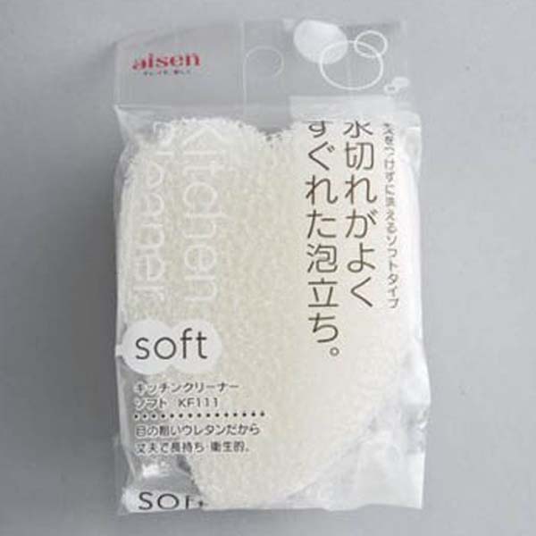 【100個セット】 アイセン KFキッチンクリーナーソフト WH ホワイト (キッチンスポンジ) スポンジ 汚れ落とし 食器洗い キッチン雑貨 掃除用具 キッチンスポンジ|ウルマックス 店