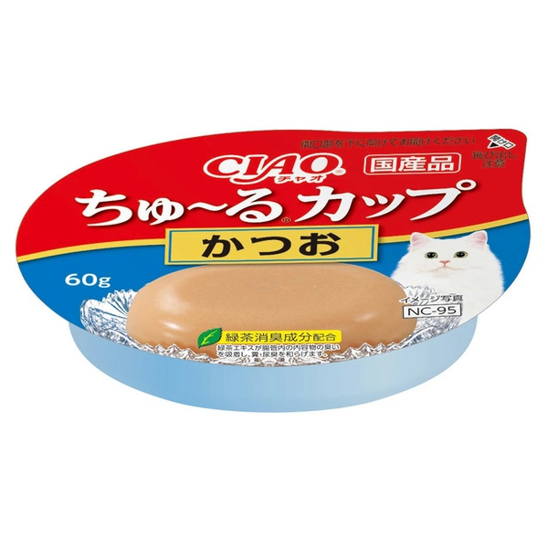 【24個セット】 いなばペットフード CIAO ちゅーるカップ かつお 60g