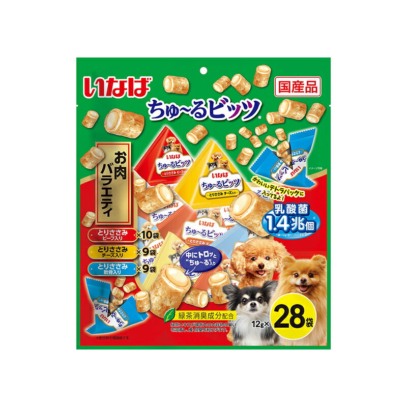 【12個セット】 いなば ちゅ るビッツ 乳酸菌 1.4兆個 お肉バラエティ 12g×28袋 入り 安心素材|ウルマックス 店
