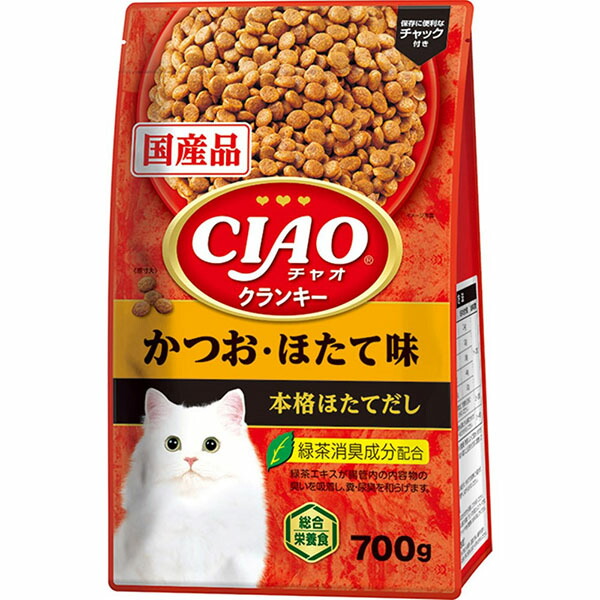 【12個セット】 いなば CIAO クランキー かつお・ほたて味 本格ほたてだし 700g いなばペットフード｜ウルマックス 店